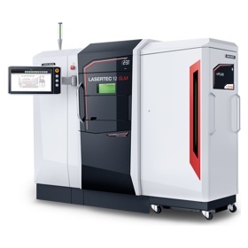 Impressora 3D de metal DMG MORI LASERTEC 12 SLM, de gabinete cinza e branco
