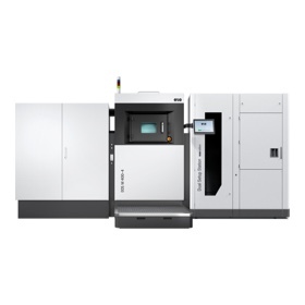 Impressora 3D de metal EOS M 400-4, de gabinete branco e cinza