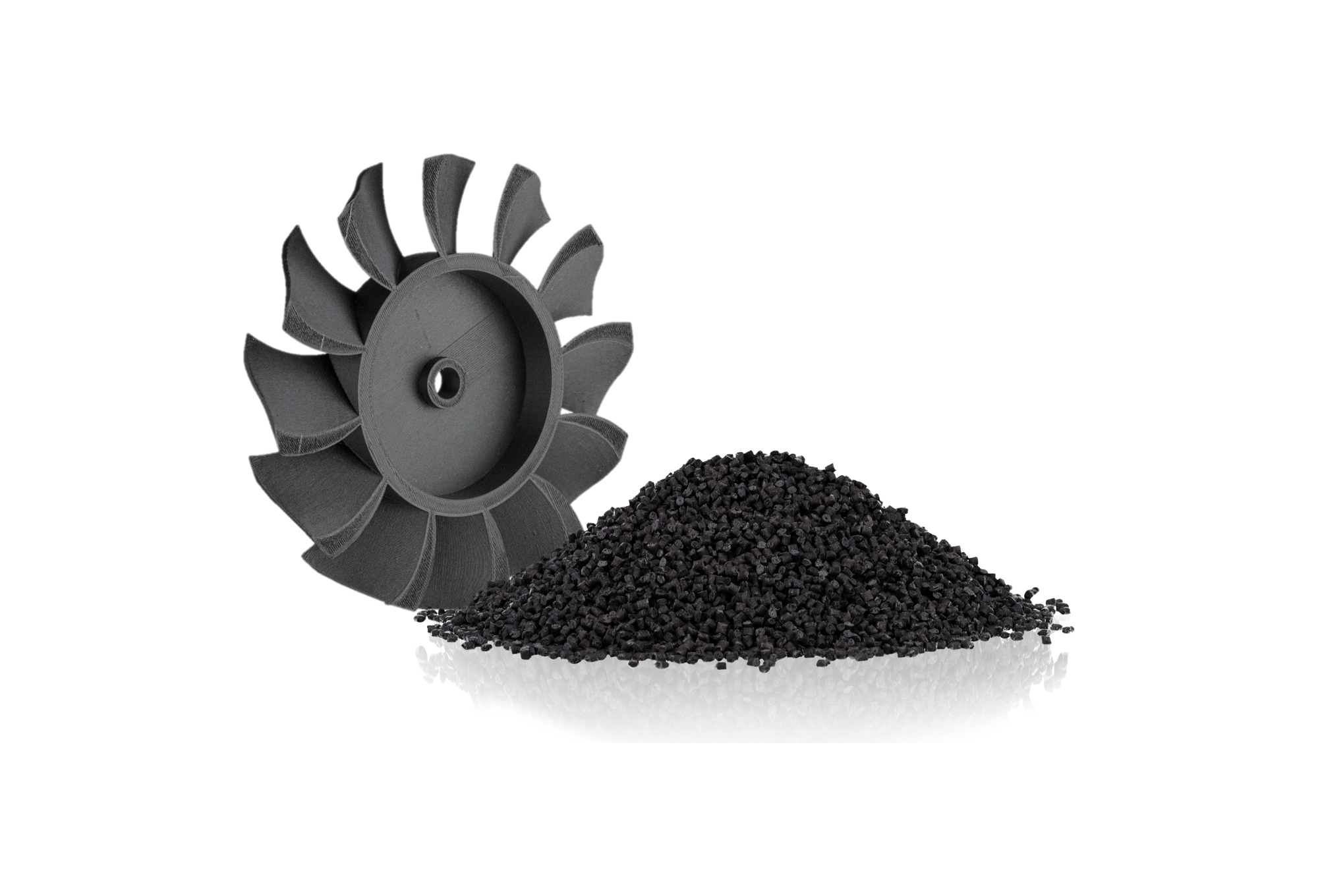 Embalagem de pellet Ultrafuse PP GF30 com a peça impressa no material