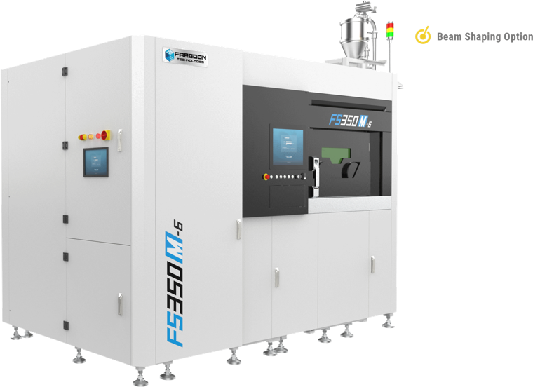 Impressora 3D de metal Farsoon FS350M — render em três quartos, fundo transparente