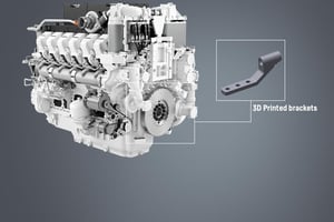 Suporte estrutural metálico fabricado por impressão 3D, aplicação industrial