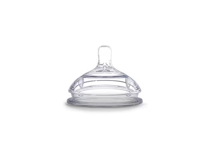 Bico de mamadeira em silicone transparente, exemplo de bem de consumo moldado em LSR