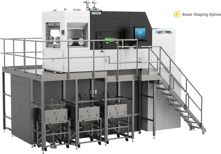 Impressora 3D de metal Farsoon FS621M com plataforma de acesso e contêineres de pó