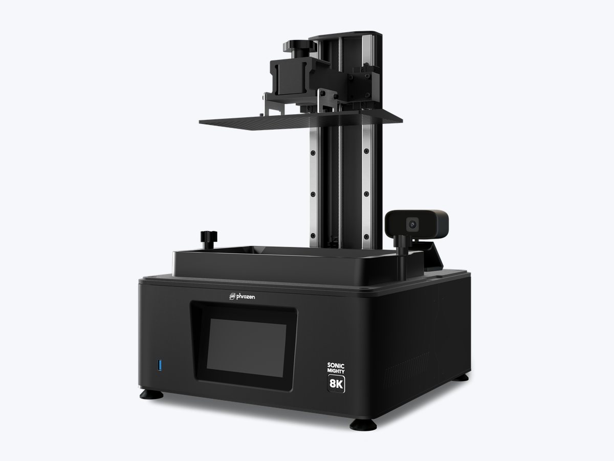 Impressora 3D de resina Phrozen Sonic Mighty 8K sem a tampa, com a coluna do eixo Z e a plataforma à mostra
