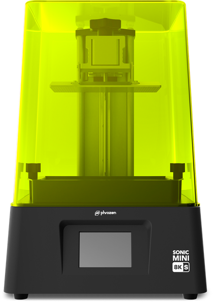 Impressora 3D de resina Phrozen Sonic Mini 8K S em vista frontal, com a tampa verde fechada