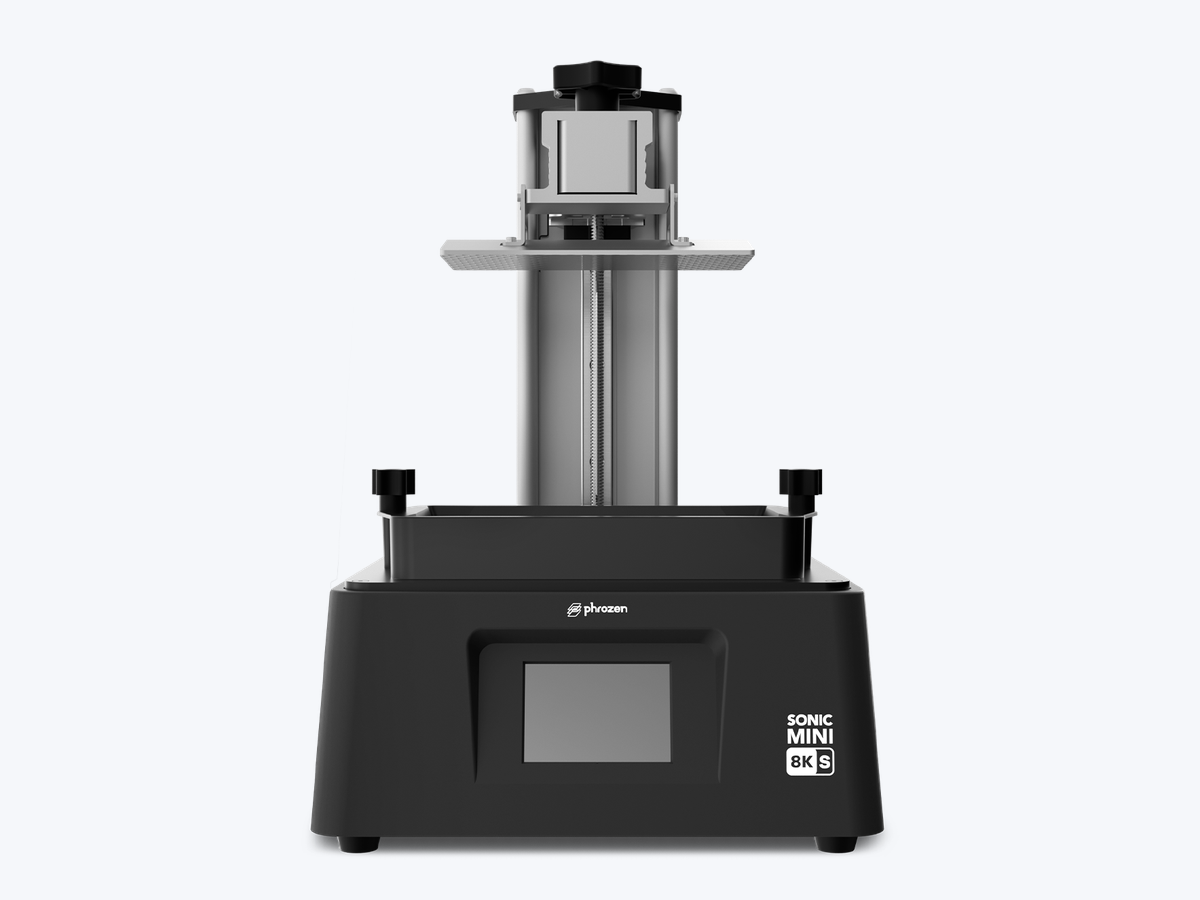 Impressora 3D de resina Phrozen Sonic Mini 8K S sem a tampa, com a coluna do eixo Z e a plataforma de metal